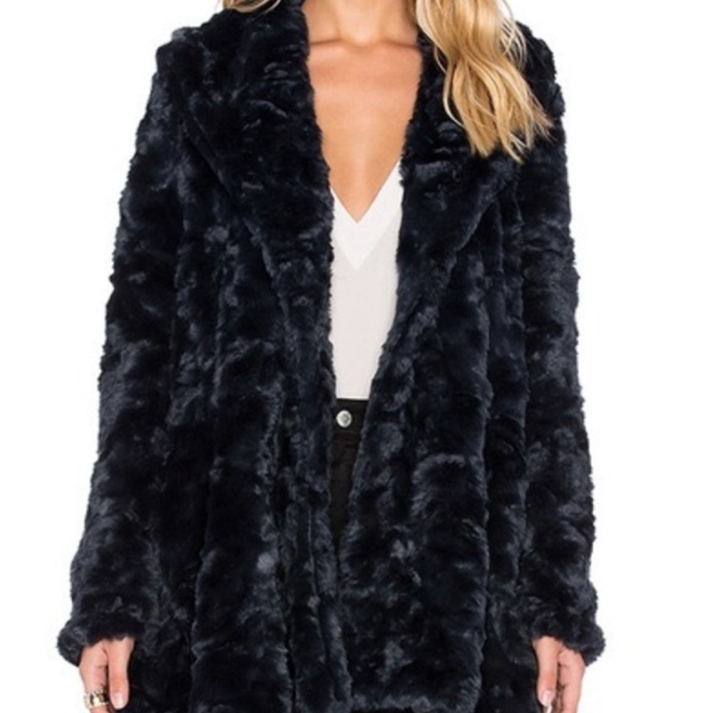 Free People Midnight Blue Faux Fur Coat